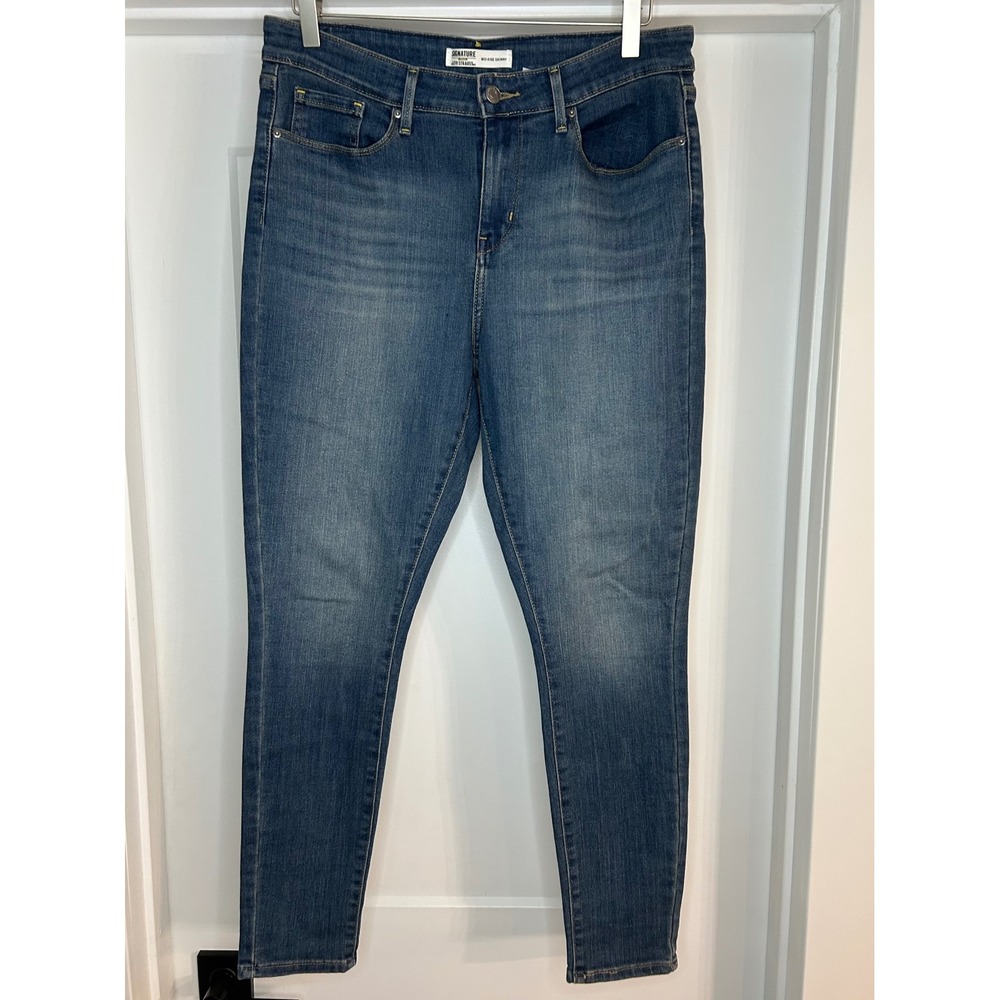 Signature by Levi Strauss Gold Label Mid-Rise Skinny Jeans Blue Size 12M W31 L30